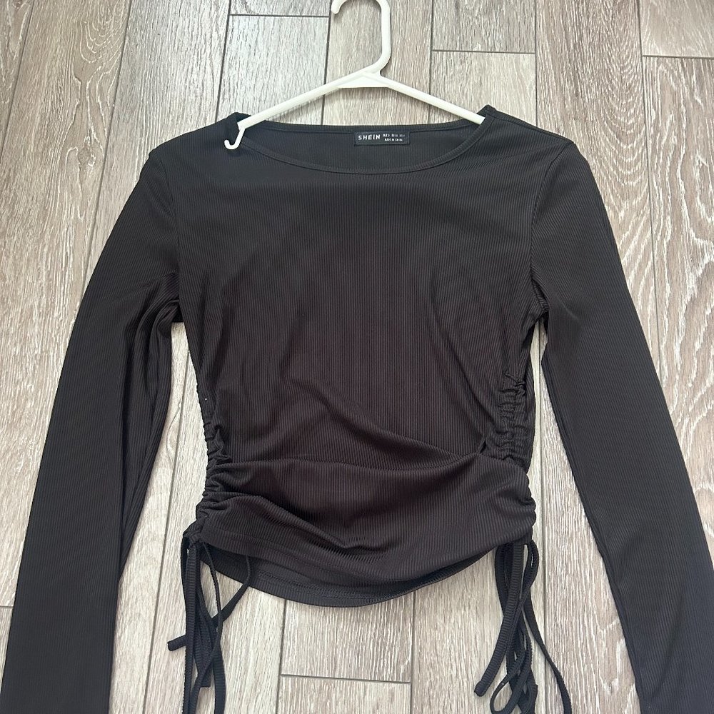 Black Shein Ribbed Long Sleeve, Small